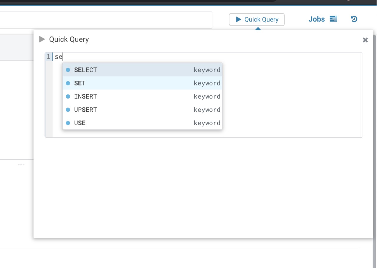 “Mini SQL Editor component”